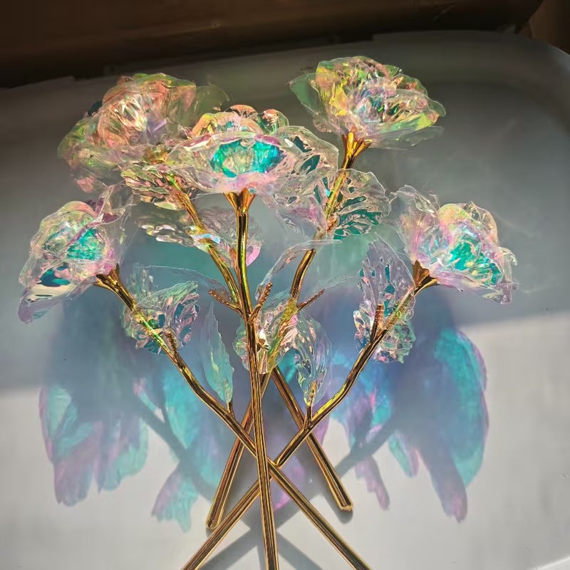 Valentine’s Day Gold Foil Rose Artificial Bouquet (10 PCS) – Premium Eternal Roses Gift for Her – Luxury Floral Gift