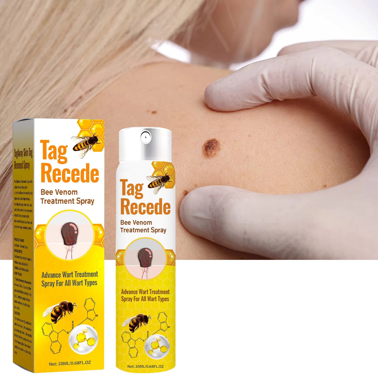 Tag Recede Bee Venom Repair Spray – Advanced Skin Care Spray for Smooth Skin & Tag Relief – Gentle Exfoliating Formula