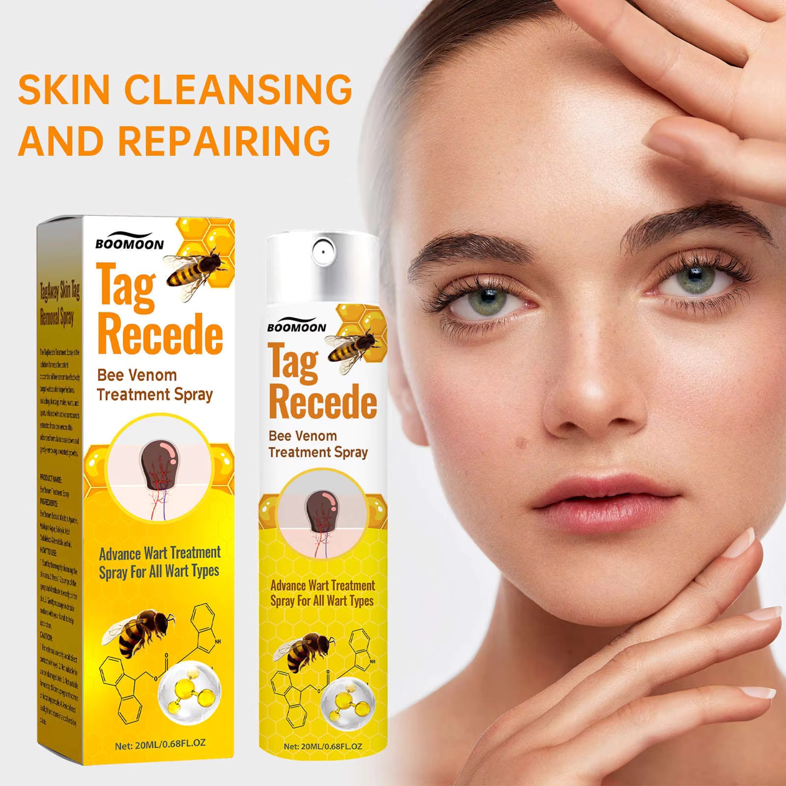 Tag Recede Bee Venom Repair Spray – Advanced Skin Care Spray for Smooth Skin & Tag Relief – Gentle Exfoliating Formula