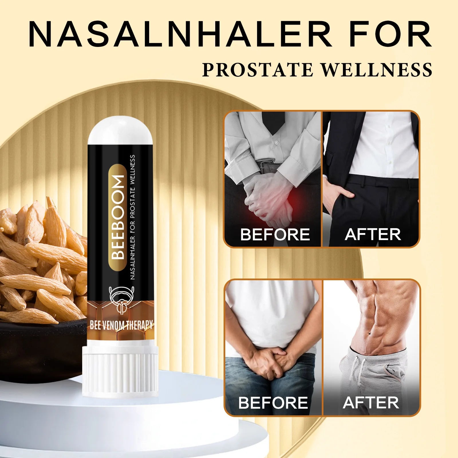 BeeBoom Nasal Inhaler for Prostate Wellness – Natural Bee Venom Extract Prostate Support – Portable Men’s Nasal Wellness Spray