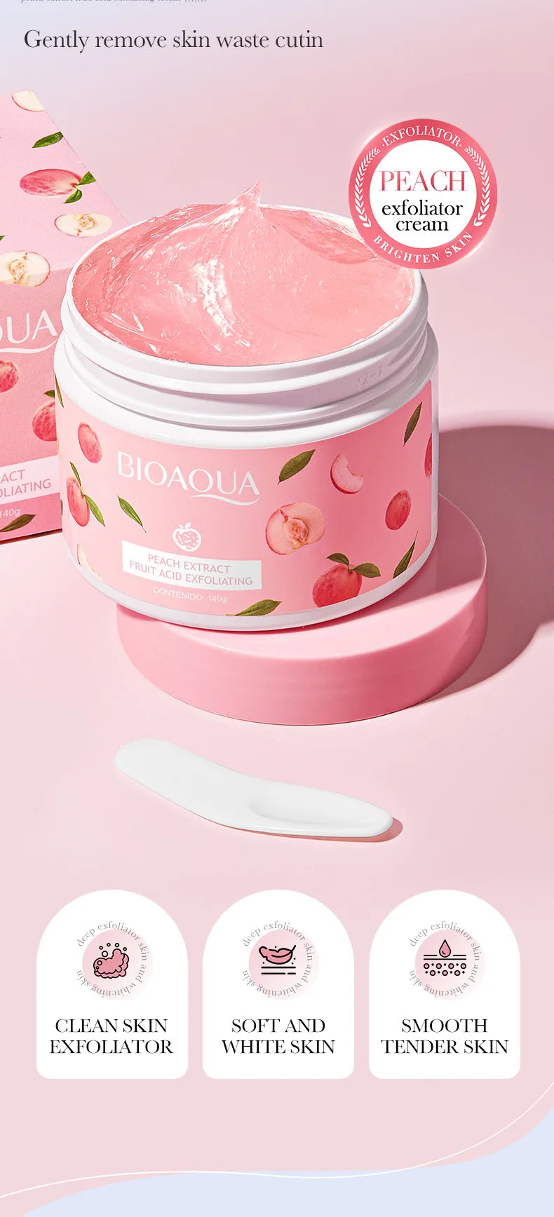 Bioaqua Body Sugar Scrub – Natural Exfoliating Skin Softener with Moisturizing Formula – Smooth & Glowing Skin