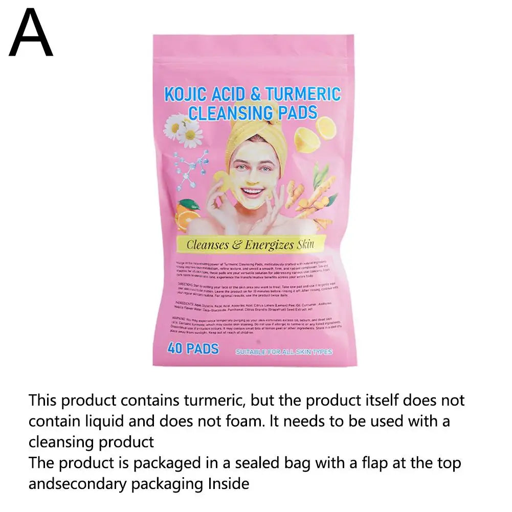 Turmeric Acid Cleaning Pads – Exfoliating Face & Body Pads with Turmeric Extract – Deep Clean & Brighten